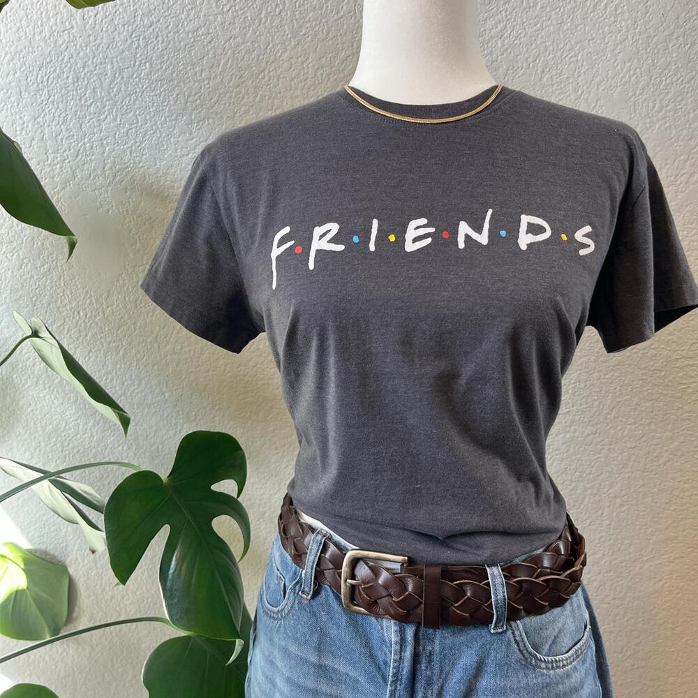 90s-Inspired Friends Charcoal Gray Graphic T-Shirt